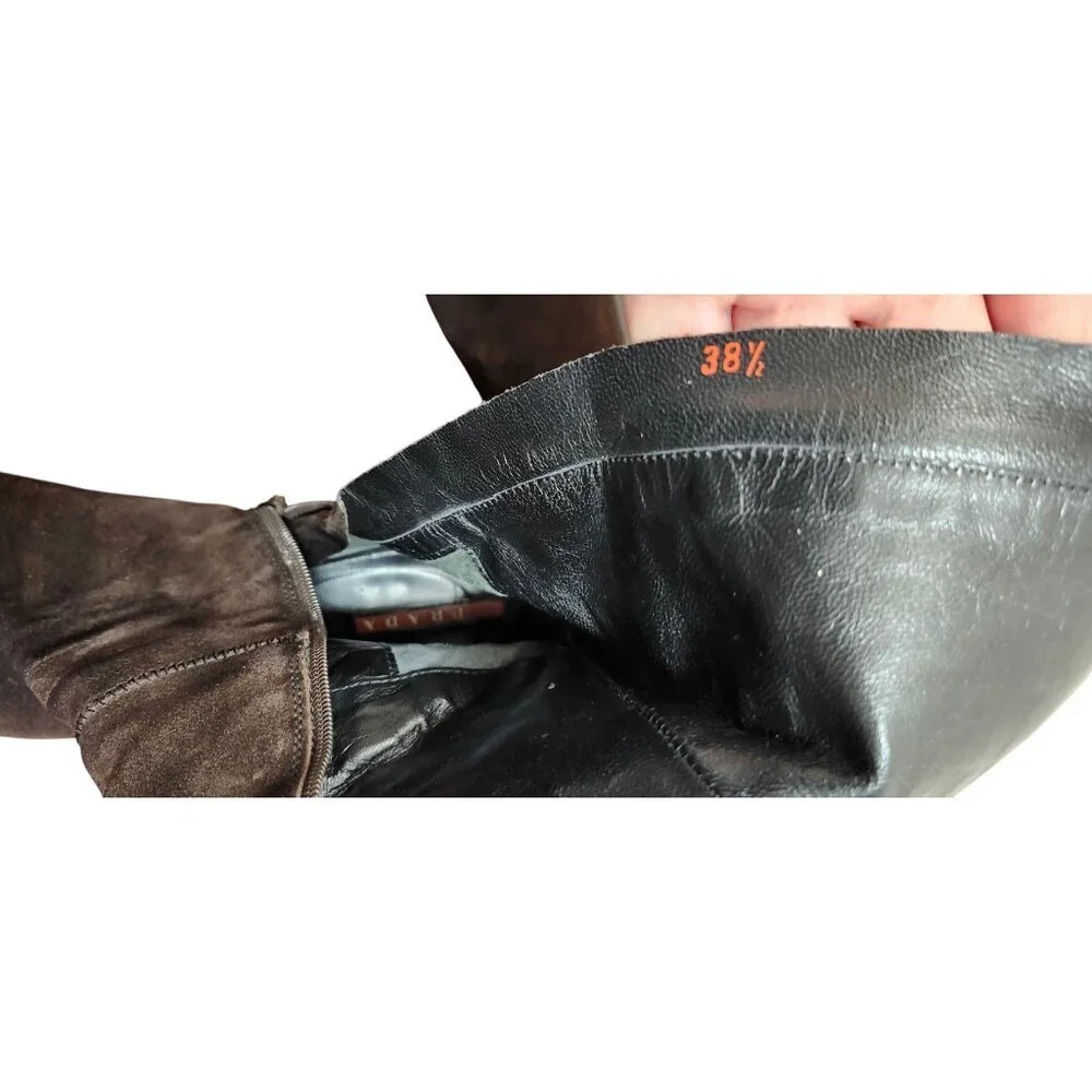 PRADA BROWN SUEDE HEELED BOOTS - EU 38.5/US 8 - Picture 16 of 16